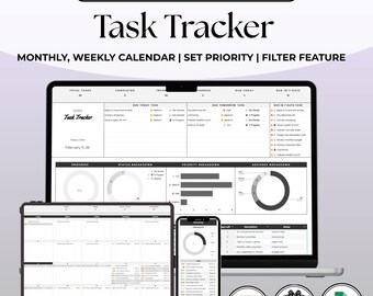 Aufgaben-Tracker Google Sheets | To Do Tabelle, Wochen- und Monatsplaner, Team-Manager, Deadline-Tracker