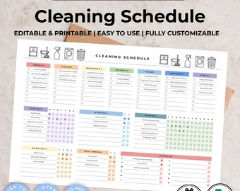 Planilha de Limpeza Imprimível | Lista de Verificação Semanal, Quadro de Tarefas (Google Sheets)