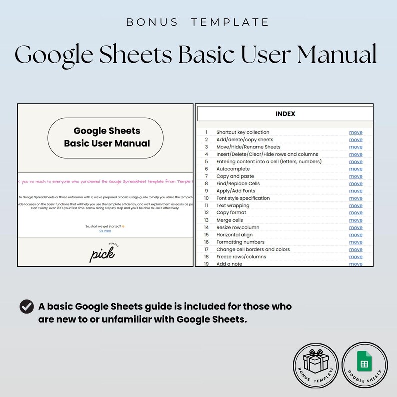 Pode incluir: Um manual de utilizador b&aacute;sico do Google Sheets com um &iacute;ndice de dezanove fun&ccedil;&otilde;es, incluindo atalhos de teclado, formata&ccedil;&atilde;o de c&eacute;lulas e gest&atilde;o de linhas. O documento inclui uma mensagem de boas-vindas e uma liga&ccedil;&atilde;o para come&ccedil;ar a usar.
