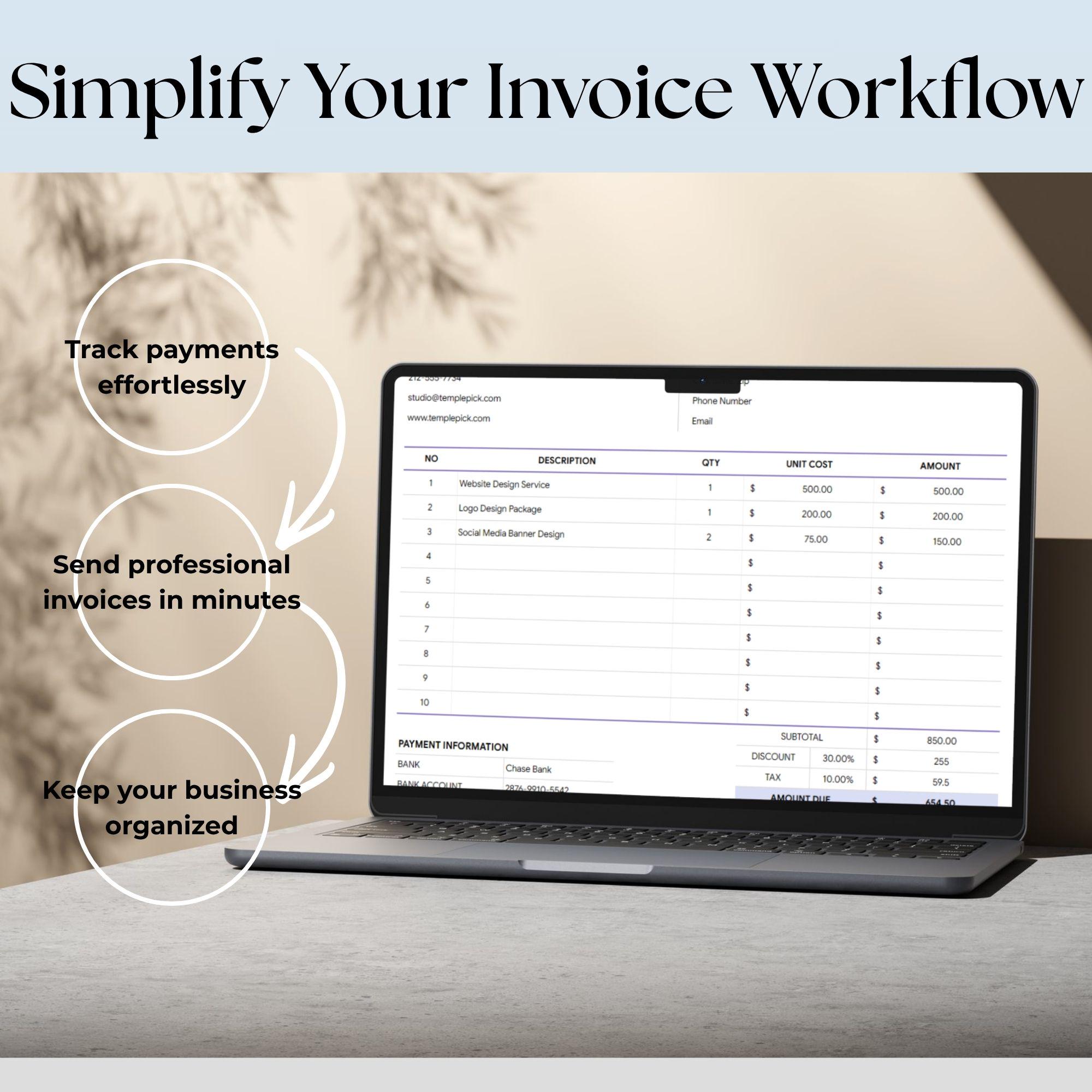 Freelancer Invoice Template | Editable & Fillable Invoice PDF | Service ...