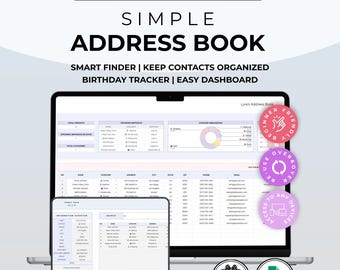 Adressbuch Google Sheets Vorlage, Kontaktliste Organizer, Geburtstag Tracker, Digitales Adressbuch