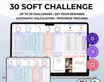 30 Soft Challenge Google Sheets, 30-Tage-Reset-Planer, Vorlage für Beginner Habit Routine