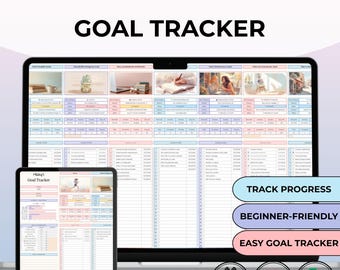 Digital Goal Tracker | Google Sheets Planner, Progress Dashboard (Digital Download)