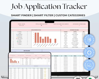 Bewerbung Tracker | Tabelle zur Jobsuche | Vorstellungsgesprächs-Manager | Google Sheets Organizer