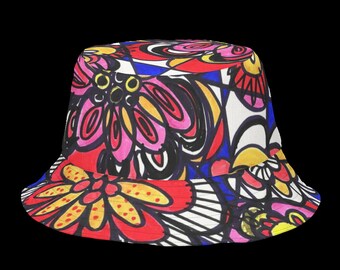 Funky Bunter Fischerhut - Retro Boho Style, Streetwear Accessoire