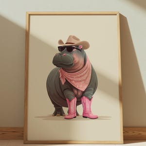Cowboy Nilpferd Kunstdruck