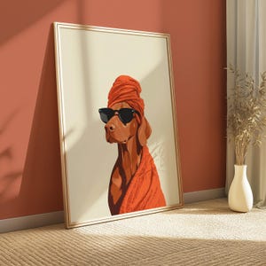 Vizsla Dog Bathroom Print | Minimalist Dog Spa Wall Art image 3