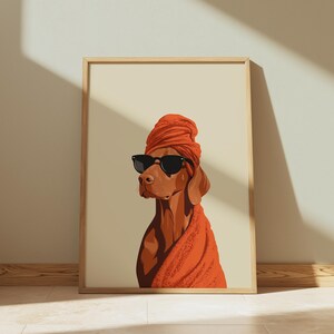 Vizsla Dog Bathroom Print | Minimalist Dog Spa Wall Art image 8