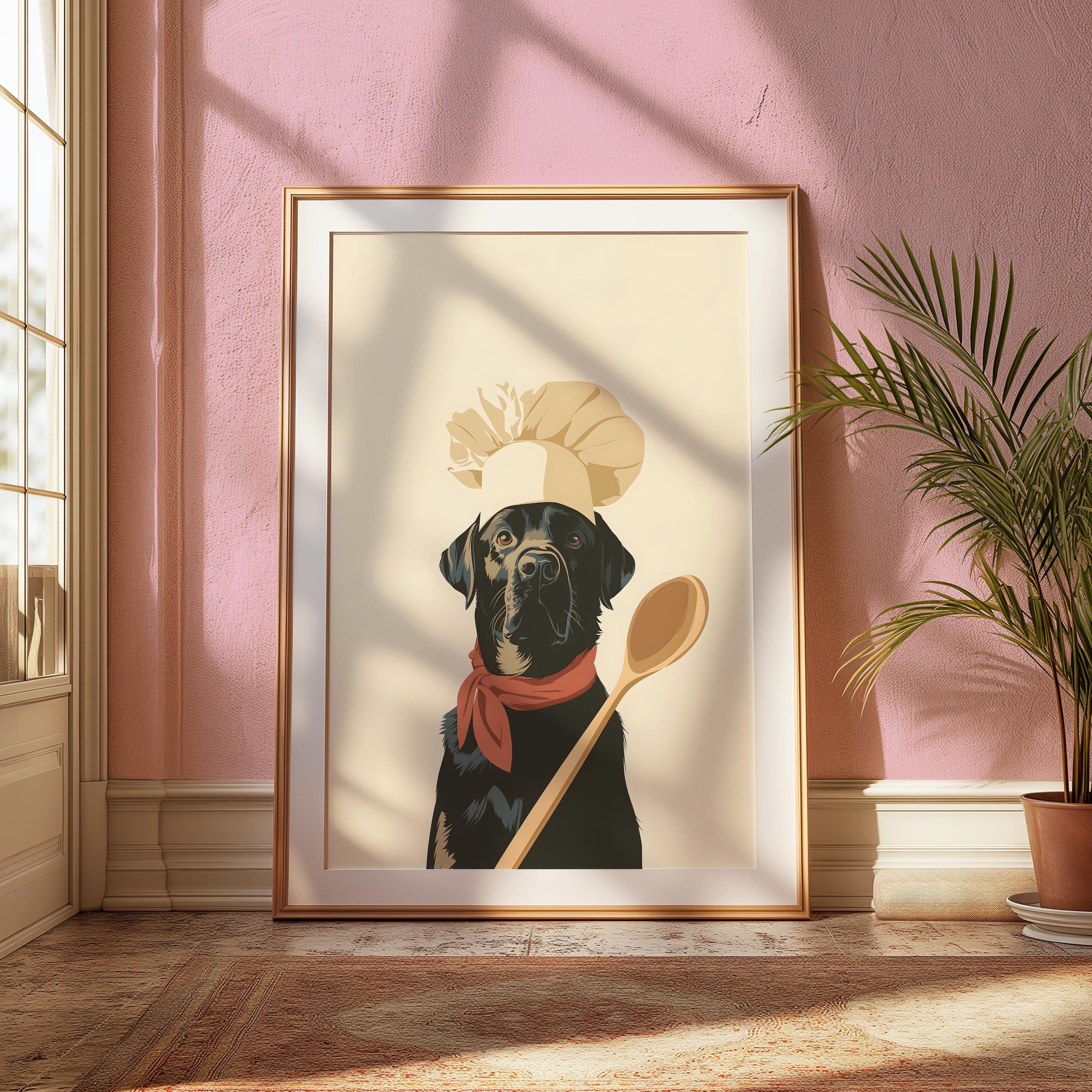 Chef Labrador Print: Humorous Kitchen Dog Art (unframed, Various Sizes ...