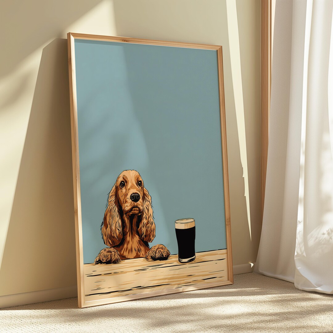 Show Cocker Spaniel Dog Bar Print – Irish Stout Stylish Dog Wall Art ...