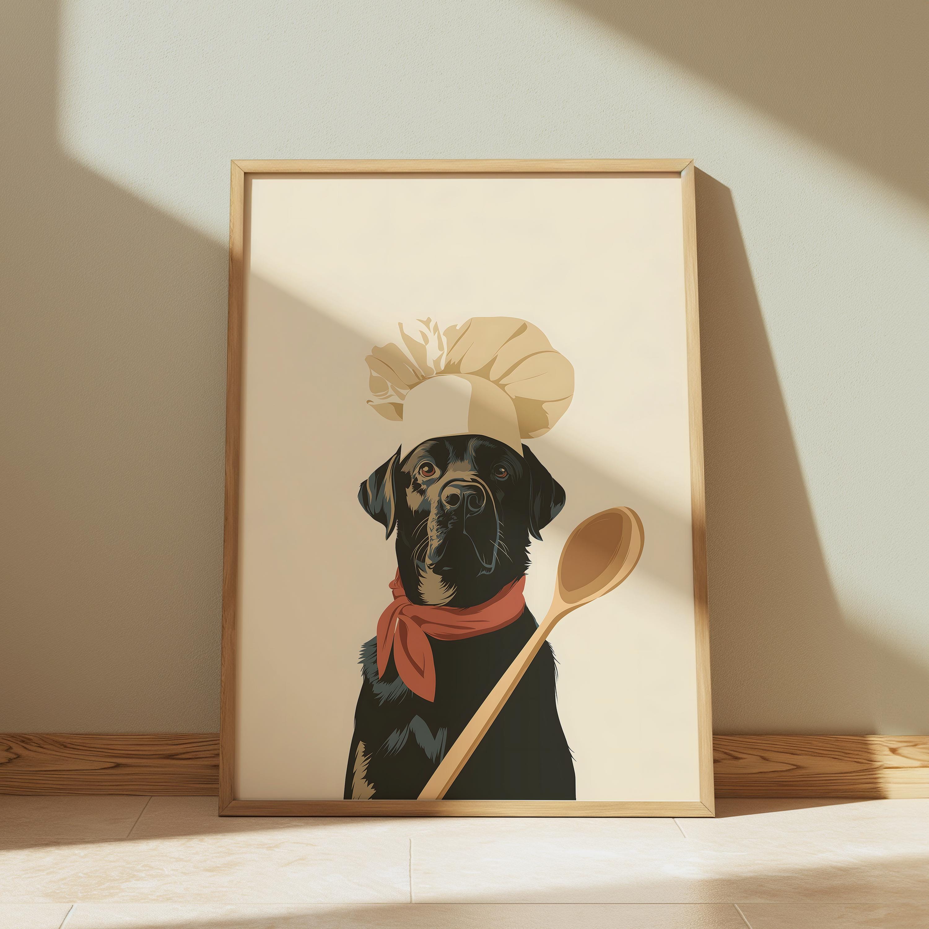 Chef Labrador Print: Humorous Kitchen Dog Art (unframed, Various Sizes ...