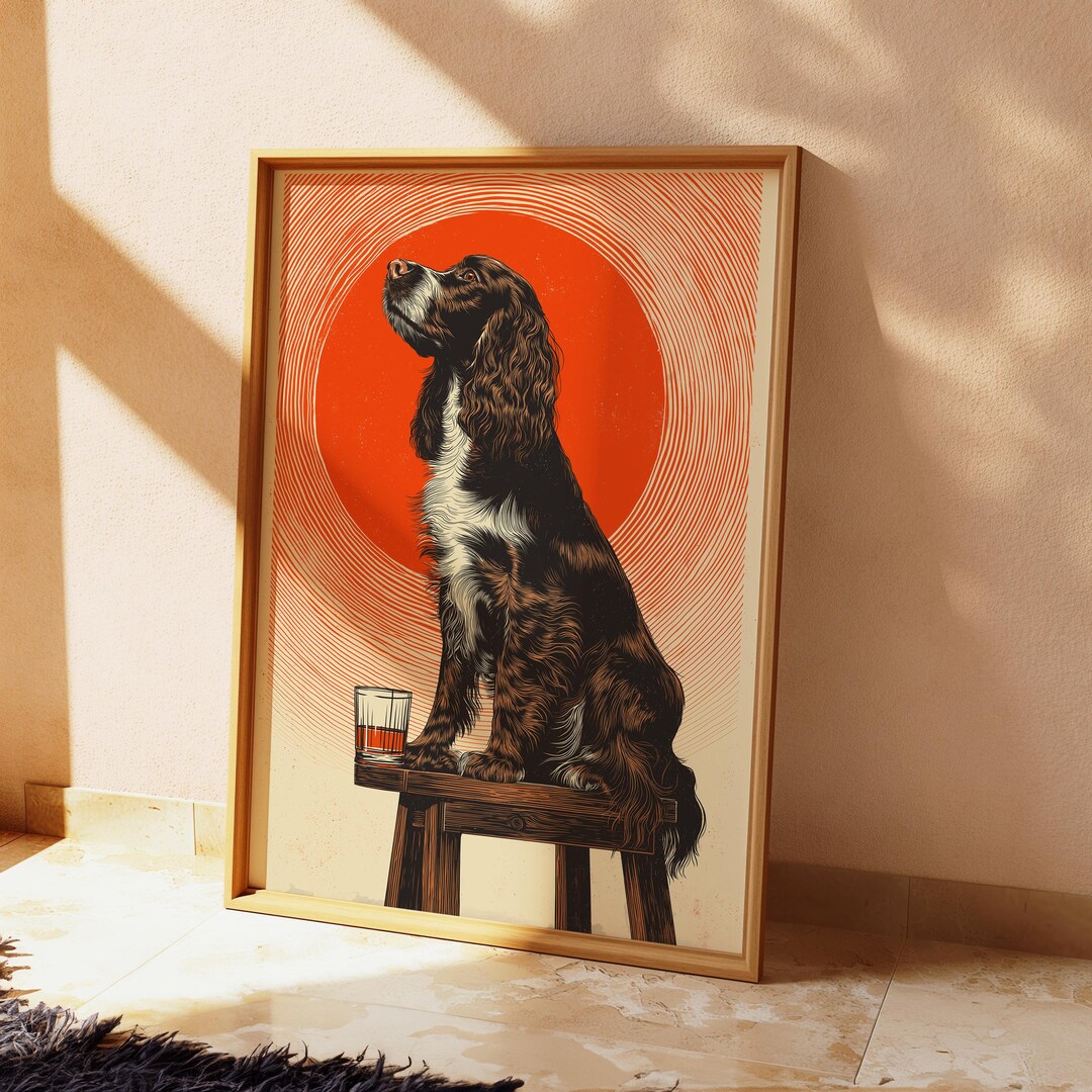 Brown Cocker Spaniel Whiskey Poster – Timeless Dog Wall Art for Living ...