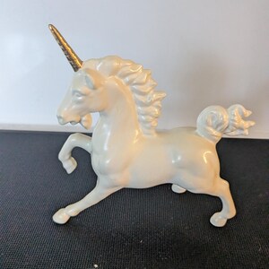 Porcelain Unicorn Figurine Gold Horn - Etsy