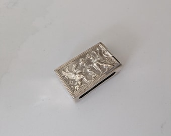 Solid Silver Antique match safe vesta. Victorian Chinese import depicting Griffins. 43 grams.