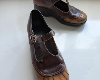Vintage Mädchen 1970er Jahre Plateau Schuhe Gr. 3