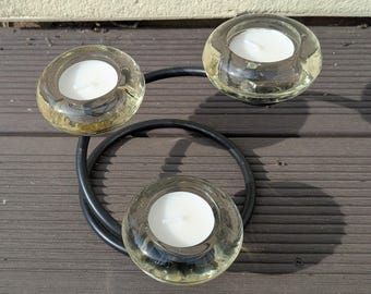 Portavelas vintage de hierro fundido para 3 velas