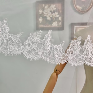 Ivory Blusher Veil Floor Chapel Chantilly Lace Bridal Wedding Veil, 2 Tier Veil with Blusher, Mantilla Scalloped Edge Drop Veil with Comb image 5