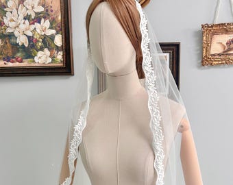 Baumwolle Blatt Spitze Brautschleier Mantilla Hochzeit Schleier Kristallspitze Spitzenbesatz