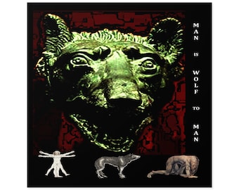 Man Is Wolf To Man book cover art indoor/outdoor sticker