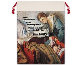 Lullaby Mama Poetry Huge Gift Bag | Vintage Mother and Baby Scene