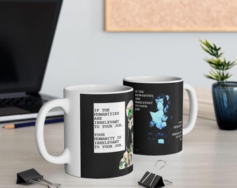 Humanities Ceramic Mug: Robot & Chimpanzee Design (11oz, 15oz)