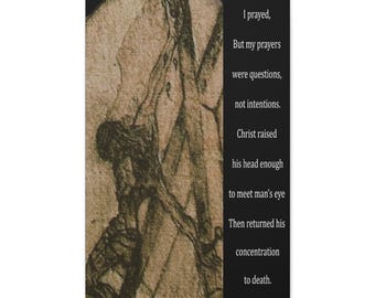 I Prayed, APoem with Crucifixion sketch Wall Art Canvas Print, Christian Decor,