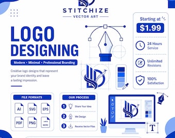 Custom Logo Design | Professional Logo Designer | Modern Minimal Business Logo | Vector Logo Design | AI  SVG PDF  Branding Kit