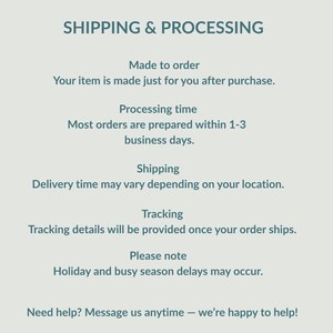 a list of instructions for shipping and processing orders, including information about the item's purchase, shipping time, tracking details, and potential delays.