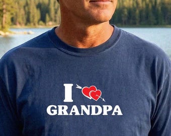 I Love Grandpa Shirt, Heart Graphic Tee, Father's Day Gift