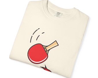 Tafeltennisshirt, T-shirt met pingpongbatje-print, kleding voor sporters