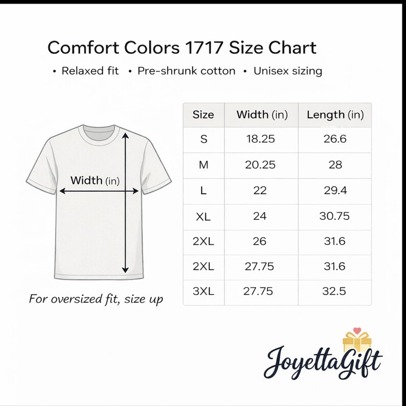 unisex t shirt size chart comfort colors sizing guide measurement details