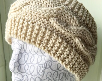 Wool cable knit headband ear warmer ivory handknit