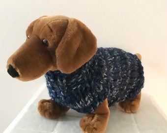 Dog sweater hand knit - wool pet pullover navy cobalt blue