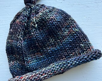 Merino wool baby hat beanie, hand knit, handmade, size 3-6 months