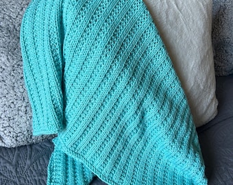 Wool Cotton baby blanket, hand knit, handmade