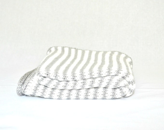 Organic Cotton Baby Blanket Grey White Stripes Etsy