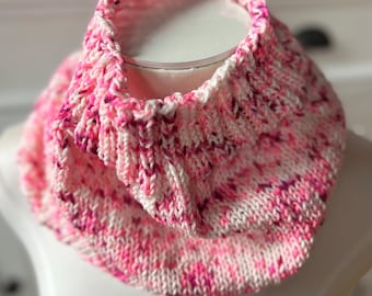 Wool cowl, hand knit scarf, handmade