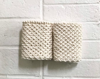Cotton Washcloths (2) Cotton dishcloths, scrubby hand knit, ivory
