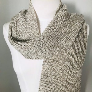 Wool scarf handknit - natural eco-wool extra long taupe