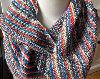 Merino wool shawl, hand knit wool wrap, handmade scarf