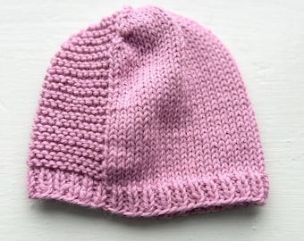 Wool baby hat beanie hand knit, handmade,  size 3-6 months