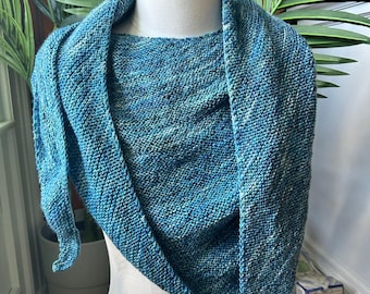 Merino wool cashmere silk shawl, hand knit wool wrap, handmade scarf
