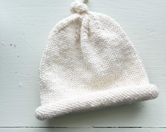 Wool Baby hat beanie, hand knit, hand made size 3-6  months