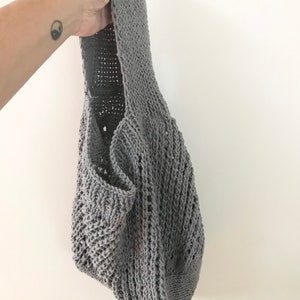 Bag Cotton market tote hand knit grey gray mesh bag image 3