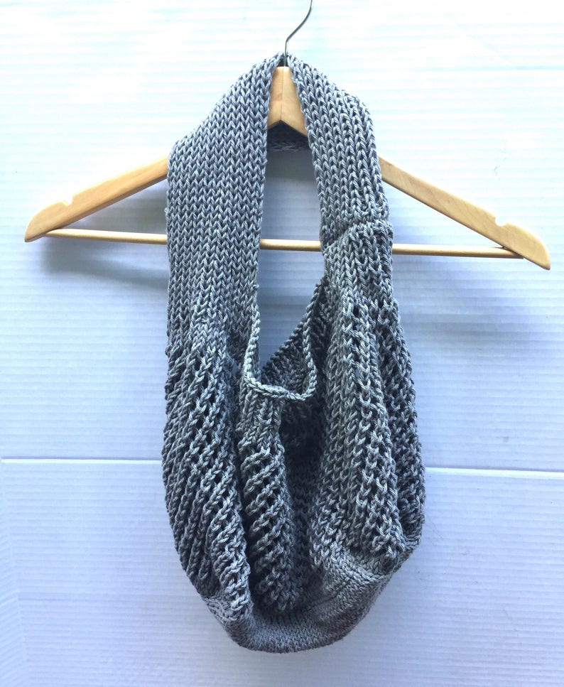 Bag Cotton market tote hand knit grey gray mesh bag immagine 5