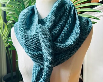 Merino wool shawl, hand knit wool wrap, handmade scarf