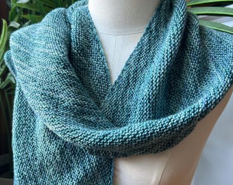 Merino wool shawl, hand knit wool wrap, handmade scarf