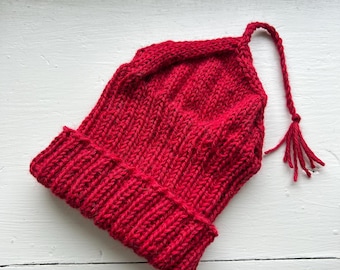Melt the ICE hat, Red, hand knit alpaca, Child Size S/M