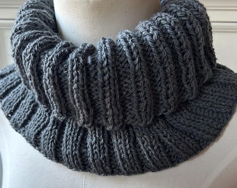 Wool cowl, hand knit scarf, handmade