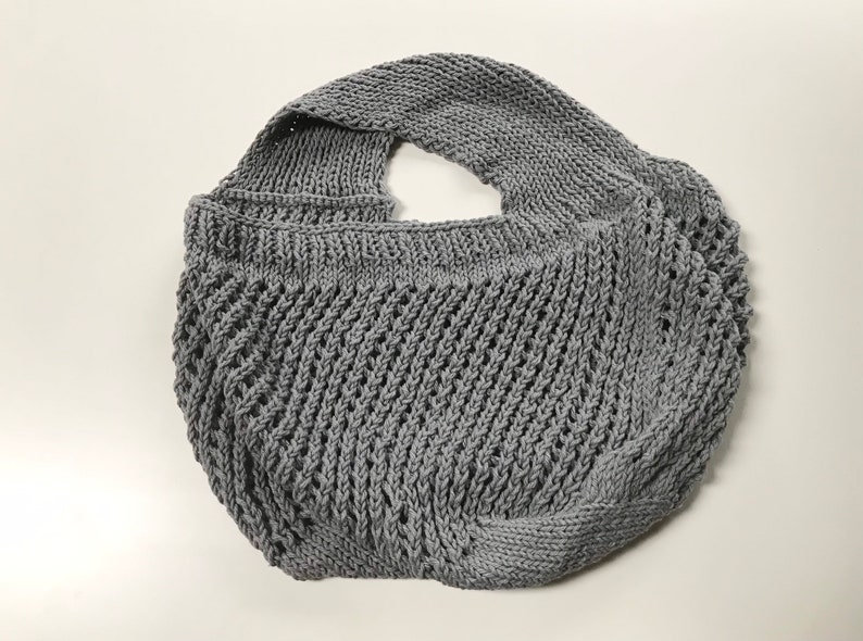 Bag Cotton market tote hand knit grey gray mesh bag image 10